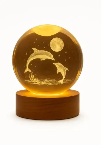 Dolphin Crystal Ball Light-Dolphin Decor, Dolphin Led Night Light