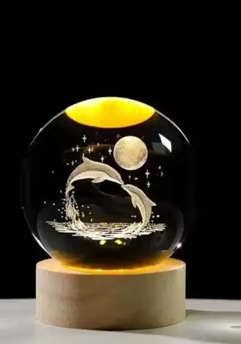 Dolphin Crystal Ball Light-Dolphin Decor, Dolphin Led Night Light - Image 2