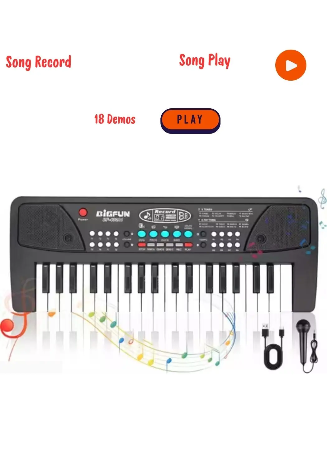 Piano Keyboard- Recording And Mic, Electronic Piano Keyboard Multi-Function - Image 2