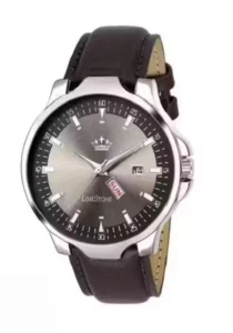 Round gray and brown watch